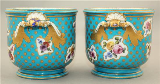 A pair of Minton Sevres style half bottle wine coolers, mid 19th century, 11.3cm.